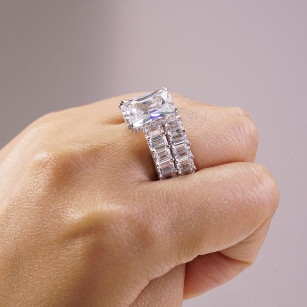 Romantic Princess Cut Created Diamond Sterling Silver Wedding Set