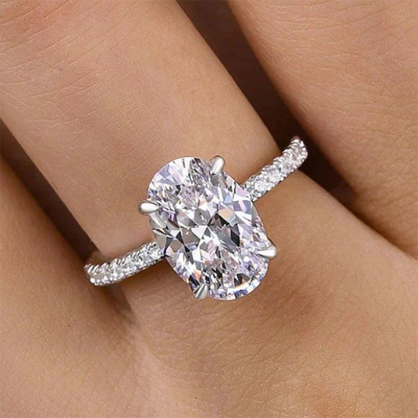 Elegant Moissanite Oval Cut Engagement Ring in Sterling Silver