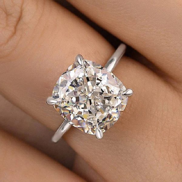Precious Moissanite Crushed Ice Cushion Cut Engagement Ring for Women in Sterling Silver