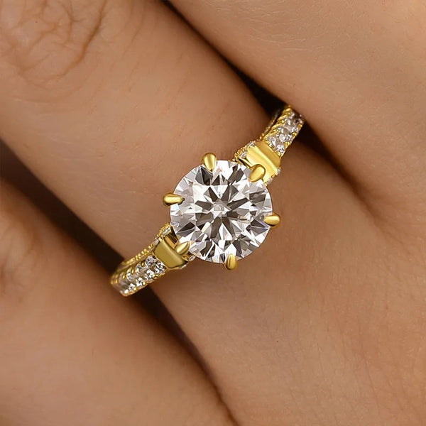 Lovely Moissanite Bow Base Design 2.0 Carat Engagement Ring in Sterling Silver
