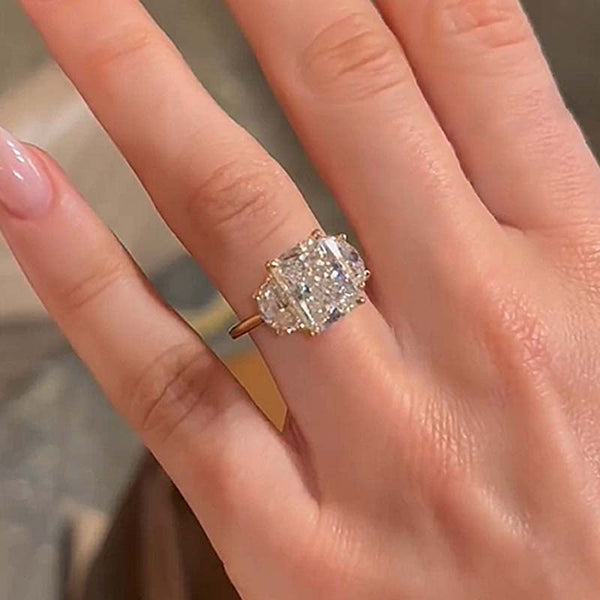 Classic Radiant Cut Three Stone Women's Engagement Ring