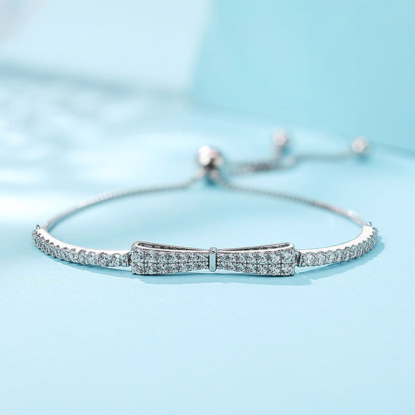 Elegant Bow Design Bracelet for Women in Sterling Silver
