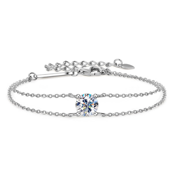 Exquisite Moissanite 4 Prongs Round Cut Bracelet in Sterling Silver