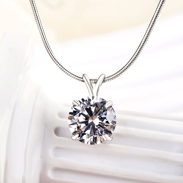 Classic Round Cut Necklace in Sterling Silver