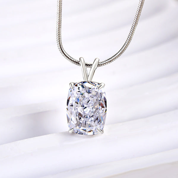 Sparkle Crushed Ice Cushion Cut Pendant Necklace in Sterling Silver