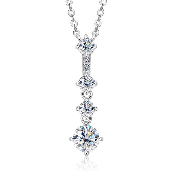 Stunning Round Cut Moissanite Pendant Necklace in Sterling Silver