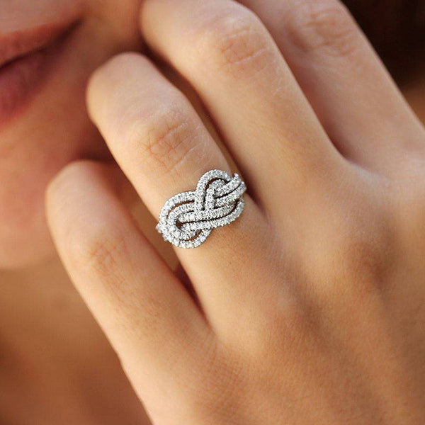 Unique Double Knot Design Women's Wedding Band in Sterling Silver