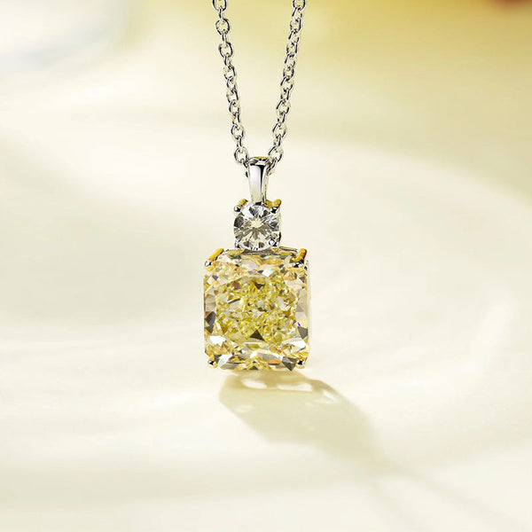 Elegant Yellow Sapphire Radiant Cut Pendant Necklace in Sterling Silver