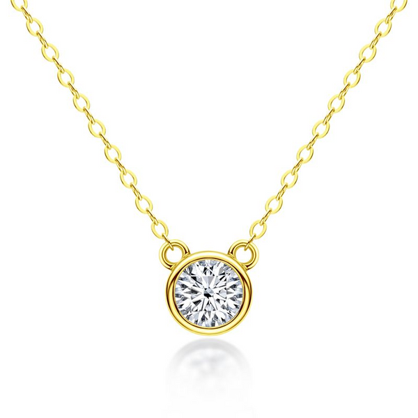 Eternal Moissanite Yellow Gold Round Cut Pendant Necklace in Sterling Silver