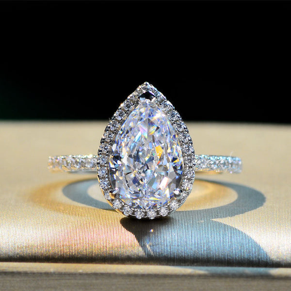 Sparkle 2.2 Carat Simulated Diamond Halo Pear Cut  Women's Engagement Ring